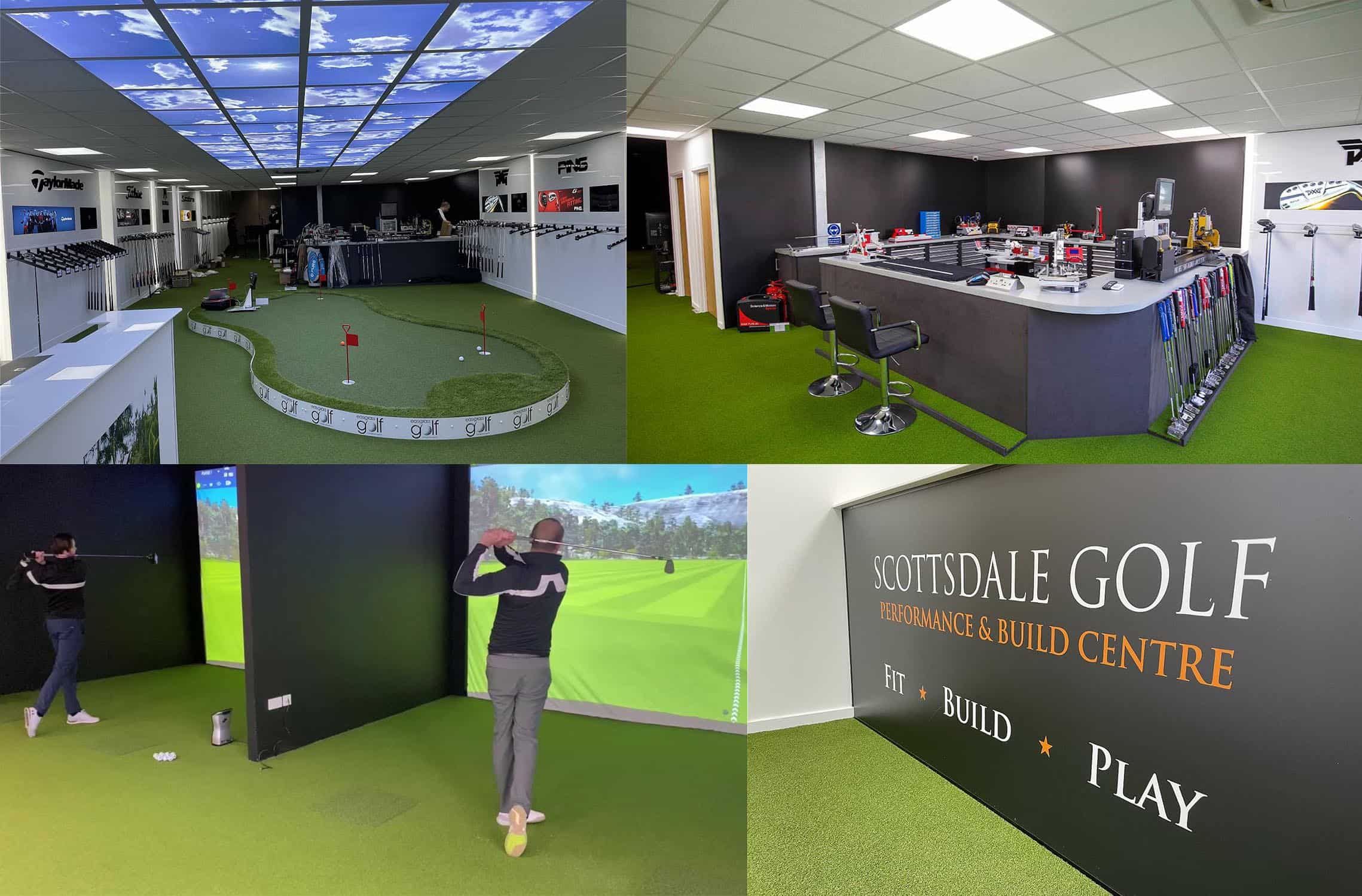 Scottdale putting green and golf simulator.
