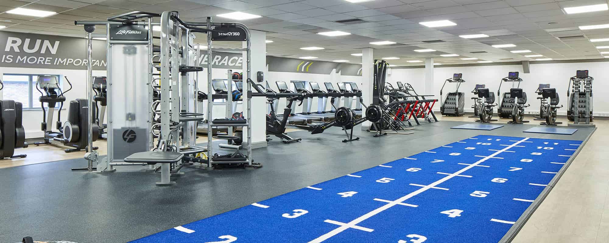 Worsley Park Marriott's fitness centre with weights and cardio machines