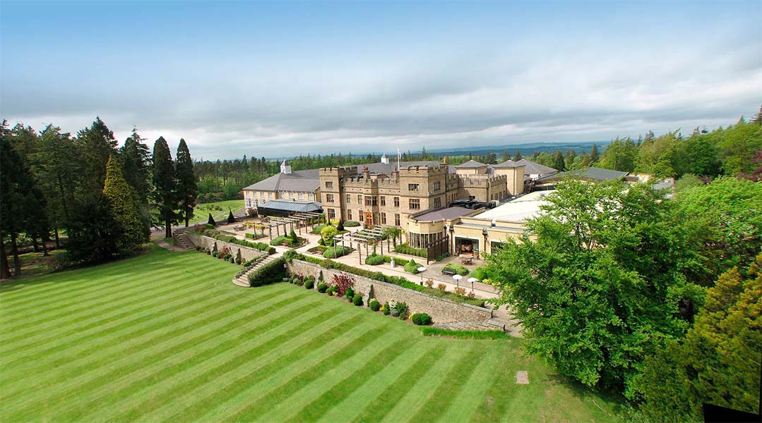 Aerial View of Slaley Hall's Edwardian Mansion Hotel